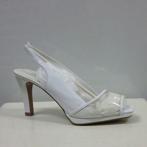 Coup D'Etat LTD White Slingback Heels